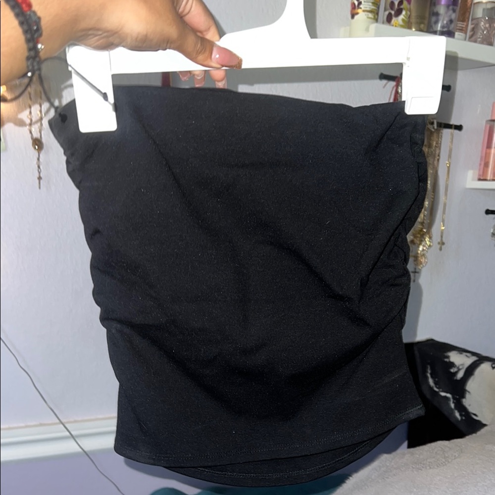 Black ruched Tube Top